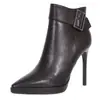 Botas tipo Martin y Botines Europeos y Americanos de Tacón Alto, Botines Cortos Otoño e Invierno 2025 para Combinar con Abrigos, Botas de Piel Nuevas de Tacón de Aguja con Forro de Lana Añadido