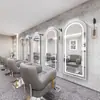 Espejo Estación de Barbería Famoso en Internet de Moda, Espejo para Salón de Peluquería, Dedicado para Cortar el Cabello, con Luces LED, Montado en Pared, Unilateral, Diseño Simple