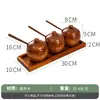 Madera de Azufaifo Vintage Hogar Nuevo Madera Maciza Cocina Salero Recipiente para Condimentos con Tapa Caja de Condimentos Recipiente Sellado con Cuchara Venta al por Mayor