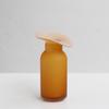 Jarrón de vidrio pequeño hecho a mano, creativo, antiguo, de ámbar, de dos colores, con boca pequeña, para mesa de comedor, sala de estar, escritorio, hogar, adornos florales suaves