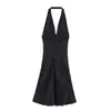 Vestidos Cruzados Europeus e Americanos, Atacado de Verão, Nova Moda Emagrecedora para Mulheres, Gola Halter, Bolinhas
