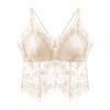 Top Camisola de Renda Preta Primavera e Verão 2025 Colete Feminino Sexy Costas Bonitas Bojo Fixo Tubinho Fino Top de Amarrar no Peito Longo