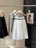 Falda Blanca Estilo Academia Línea A para Mujer, Nueva Falda Elegante tipo Paraguas de Cintura Alta para Verano, Falda Midi Voluminosa de Cintura Elástica Petite