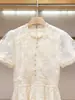 Vestido de Verão Novo de Alta Qualidade para Mulheres em Shenzhen, Estilo Francês Chique, Design com Senso de Temperamento, Patchwork de Renda, Manga Curta