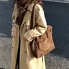 Bolsa Saco Estilo Retrô, Bolsa de Inverno de Alta Qualidade para o Dia a Dia, Nova Bolsa de Ombro Versátil Feminina em Camurça