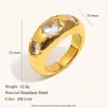 Anillos Cruzados Europeos y Americanos Ins con Tres Circonitas Acero Inoxidable Chapado en Oro de 18K Color Champán Elegante Nicho Lujo Accesible Joyería de Mano para Mujeres