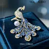 Moda Europea y Americana Broche Pequeño de Cristal con Pedrería Completa Pavo Real Fénix Broche para Mujer Corsage Retro Animal Temperamento Pin para Chaqueta Abrigo