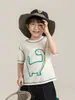 Camiseta de Dibujos Animados de Dinosaurio Pequeño para Niños Wulibuyi Verano Linda y Divertida Cuello de Canalé Top Casual Moderno