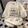 Camiseta de Manga Corta con Estampado de Letras 'Summer Fun' 2026, Casual Holgada para el Ocio, Versátil de Calle, Top de Cuello Redondo para el Trabajo