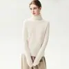 Suéter 100% cachemir, cuello alto para mujer, capa base de punto suave y cómoda, suéter de corte holgado para otoño e invierno