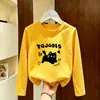 Camiseta de Algodão Puro para Meninas Primavera e Outono, Blusa Básica Elegante de Manga Longa para Crianças Mais Velhas, Coleção Primavera e Outono 2026