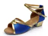 Sapatos de Dança Latina Infantil, Sapatos de Dança de Cetim de Salto Baixo, Sapatos de Dança Confortáveis de Sola Macia para Meninas, Cha-Cha, Rumba, Samba, Sapatos Brilhantes