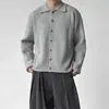 Suéter cárdigan de punto con cuello en V estilo perezoso para hombre, color liso, sensación relajada, cárdigan chaqueta versátil casual holgado con botones