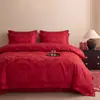 Conjunto de Casamento Jacquard de Luxo Leve Estilo Chinês, Jogo de Cama Vermelho Brilhante, Capa de Edredom, Colcha de Casamento Nova, Cama de Casamento, Roupa de Cama de Casamento