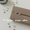 Pendientes de Diseño Estilo Coreano Estilo Ins Plata de Ley S925 Color Dopamina Esmalte Goteo Forma de Corazón Pendientes de Botón Sensación de Alta Gama Cuidado del Agujero de la Oreja