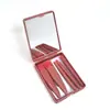 Conjunto Portátil de Pincéis de Maquiagem com 5 Peças em Caixa com Espelho, Pincel para Pó Multifuncional, Pincel para Base, Pincel para Sombra, Pincel de Esfumar