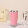 Copo de Carro Amazon Transfronteiriço de Aço Inoxidável 20oz Camada Dupla Grande Capacidade Copo de Gelo com Revestimento em Spray com Impressão de Logo Disponível