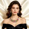 Zi Yu Joias Transfronteiriças Conjunto de Colar e Brincos Flor Rosa Exagerada Acessórios de Noiva Decoração de Vestido de Festa