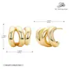 Pendientes de Plata de Ley S925 al por Mayor de la Fábrica de Origen, Pendientes Lisos Minimalistas en Forma de C de Tres Capas, Exclusivamente para Ventas Transfronterizas, en Stock