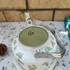 Chaleira de esmalte com coador para ferver água, espessada para fazer chá, adequada para uso doméstico, estilo étnico, compatível com fogões de indução