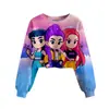Huntrx Patrón Impreso en 3D Nuevo Estilo Transfronterizo Niñas Sudadera Corta Casual de Cuello Redondo