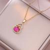 Colar Feminino Internet Vermelho Estilo Japonês Coreano Moda Estilo Retrô Cabacinha Nicho Novo Design Pingente Elegante Colar de Aço Titânio