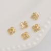 Base de flor con cuentas chapada en oro de 14K que conserva el color, toro de cuatro esquinas, cobre chapado en oro, espaciador para joyería DIY hecha a mano