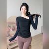 Ropa de yoga para mujer, top deportivo de alta calidad con almohadilla para el pecho, corte entallado, manga larga, para entrenamiento de pilates y fitness, para principios de otoño.