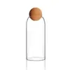 Jarra de café redonda de cortiça Jarra de preservação de grãos de café Garrafa de vidro de borosilicato Jarra de armazenamento de vidro Jarra de armazenamento de grãos grossos