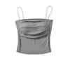 Estilo Europeu e Americano Nova Moda Feminina Roupa de Fora Sexy Camisola Plissada com Bojo Anti-Queda Top Regata Modelador com Lindo Design nas Costas