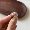Buena suerte ~ anillo retro cuadrado con estrella sonriente, estilo frío, personalizado, abierto y ajustable.