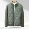 Chaqueta de Algodón Acolchada con Diamantes Transfronteriza para Hombre Otoño/Invierno Cuello Alto Estilo Cremallera Ligera Cálida Ropa de Algodón Holgada Estructurada Elegante Exterior