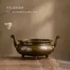 Incensário de Cobre Puro para Uso Doméstico, Base Suporte para Incenso para Oferecer Incenso, Suporte para Incenso para Oferecer Incenso a Buda, Incensário de Três Pés, Incensário Xuande Totalmente de Cobre