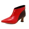 Novas sapatilhas de bico fino com combinação de cores, estilo europeu e americano, de camada única, para tornozelo, primavera e outono, sapatos femininos, sapatos de salto médio, tamanhos grandes 40-50, sapatos de comércio exterior, atacado