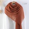 Cachecol Plissado Colorido Sólido de Algodão e Linho, Moda Versátil Multicor, Novo Estilo Cachecol Longo Plissado com Franjas, Lenço de Cabeça