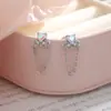Pendientes Largos Colgantes de Piedra Lunar para el Amor con Tornillo Pendientes Coloridos de Circonita Cadena Millennium Spice Pendientes con Forma de Corazón