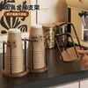 Dispensador de Vasos Desechables con Veta de Madera de Nogal, Sensación de Alta Gama, Almacenamiento de Vasos de Agua, Portavasos para Café y Té, Portavasos de Papel de Escritorio