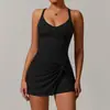 Vestido reciclado de proteção ambiental transfronteiriça com design anti-luz e anti-amassado, saia com cruz vazada nas costas, saia de tênis 8998