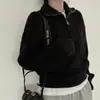 Suéter Pulôver Twist com Gola e Meio Zíper Feminino Outono e Inverno Preguiçoso Solto Estilo Coreano Pequeno Casual Top de Tricô