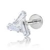 Brincos Triangulares com Diamante Cintilante em Liga de Titânio F136, Anéis Rombos com Zircônia, Piercings Labiais Triangulares, Joias para Piercing Atacado