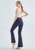 Pantalones de yoga lulu para mujer de cintura alta que levantan los glúteos pantalones de fitness de moda versátiles de microcampana pantalones casuales marca de moda de comercio exterior pantalones de pierna ancha