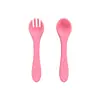 Juego de Tenedor y Cuchara para Niños, Cuchara para Bebé, Vajilla Infantil, Cuchara Suave de Silicona, Tenedor para Bebé, Cuchara para Arroz Resistente a Altas Temperaturas, Cuchara de Alimentación de Silicona