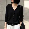 Prenda de abrigo corta para principios de primavera y otoño 2026, nuevo cárdigan de punto elegante con cuello en V para mujer