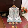 Colete Feminino 2025 Primavera Novo Estilo Étnico com Botões Bordados Elegantes, Novo Modelo de Verão