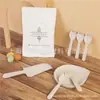 Conjunto Descartável de Faca, Garfo e Prato para Bolo de Fibra de Grão Ecológico Biodegradável Espessado Grau Alimentício Casca de Arroz Louça de Sobremesa