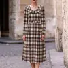 Otoño/Invierno 2026 Ropa Nueva Transfronteriza Europea y Americana para Mujer Estación Independiente de Amazon Vestido Largo a Cuadros Vestido Estampado para Mujer
