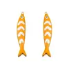 Paquete de 2 Colgantes de Pescado Largo Rayado de Acero Inoxidable Gota de Aceite de Doble Cara Accesorios para DIY Collares Pulseras Pendientes Venta al por Mayor Transfronteriza