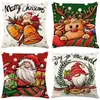 Funda de almohada navideña más vendida transfronteriza con estampado festivo de Papá Noel, funda de almohada para decoración del hogar, venta al por mayor directa del fabricante