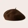 Boina de lana de color liso de alta gama para mujer, hace que el rostro se vea más pequeño, sombrero de pintor, material engrosado, moderno y versátil, venta al por mayor de boinas