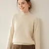 Suéter Grueso de Punto para Mujer Color Sólido Siete Puntos Base de Cachemira Punto de Otoño e Invierno Cuello Semi-Alto Estilo Nuevo